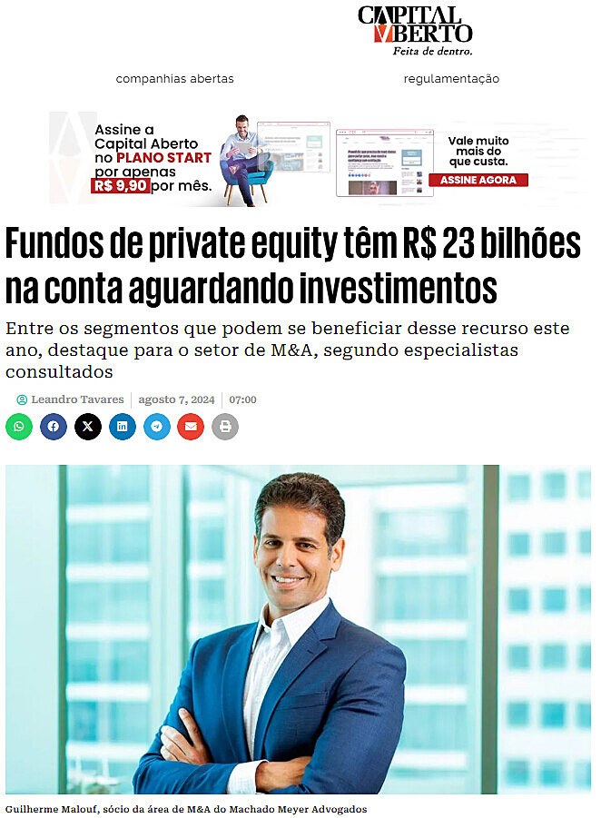 Fundos de private equity tm R$ 23 bilhes na conta aguardando investimentos